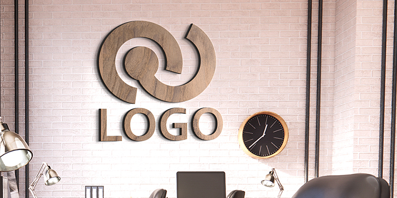 Houten logo bord