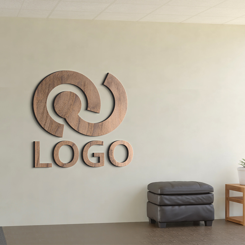 Houten logo bord